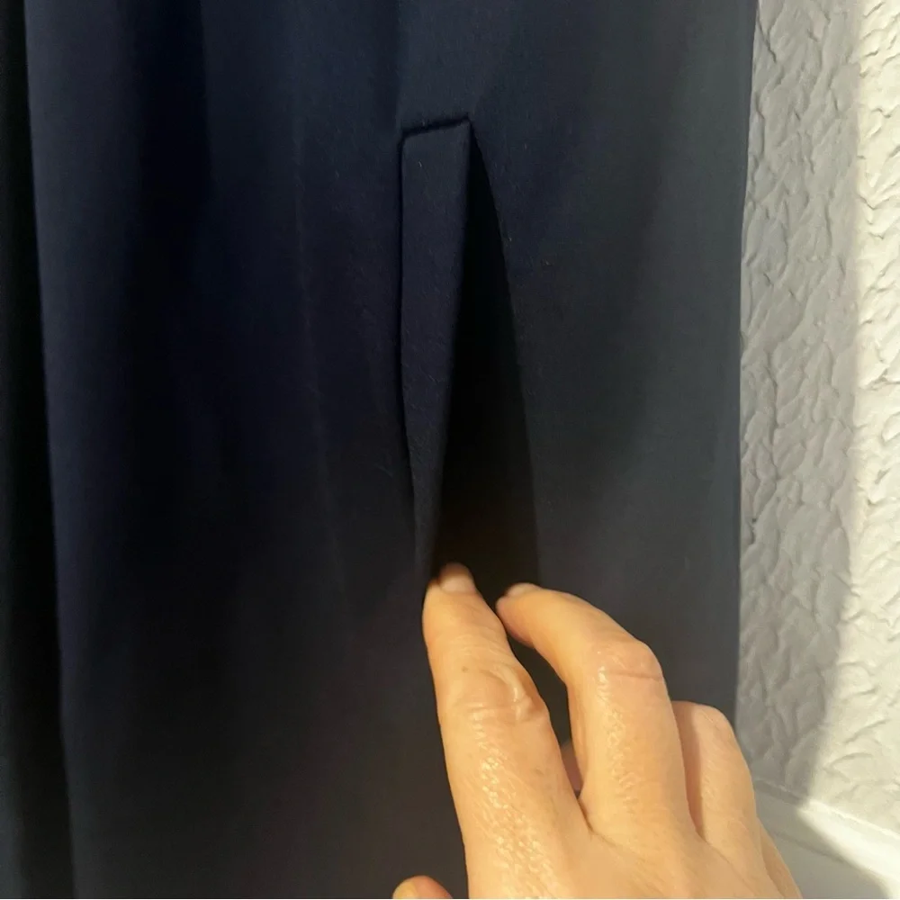 J. McLaughlin Leila NAVY Cap Sleeve Rollover Collar A line dress size X Small - Picture 5 of 12